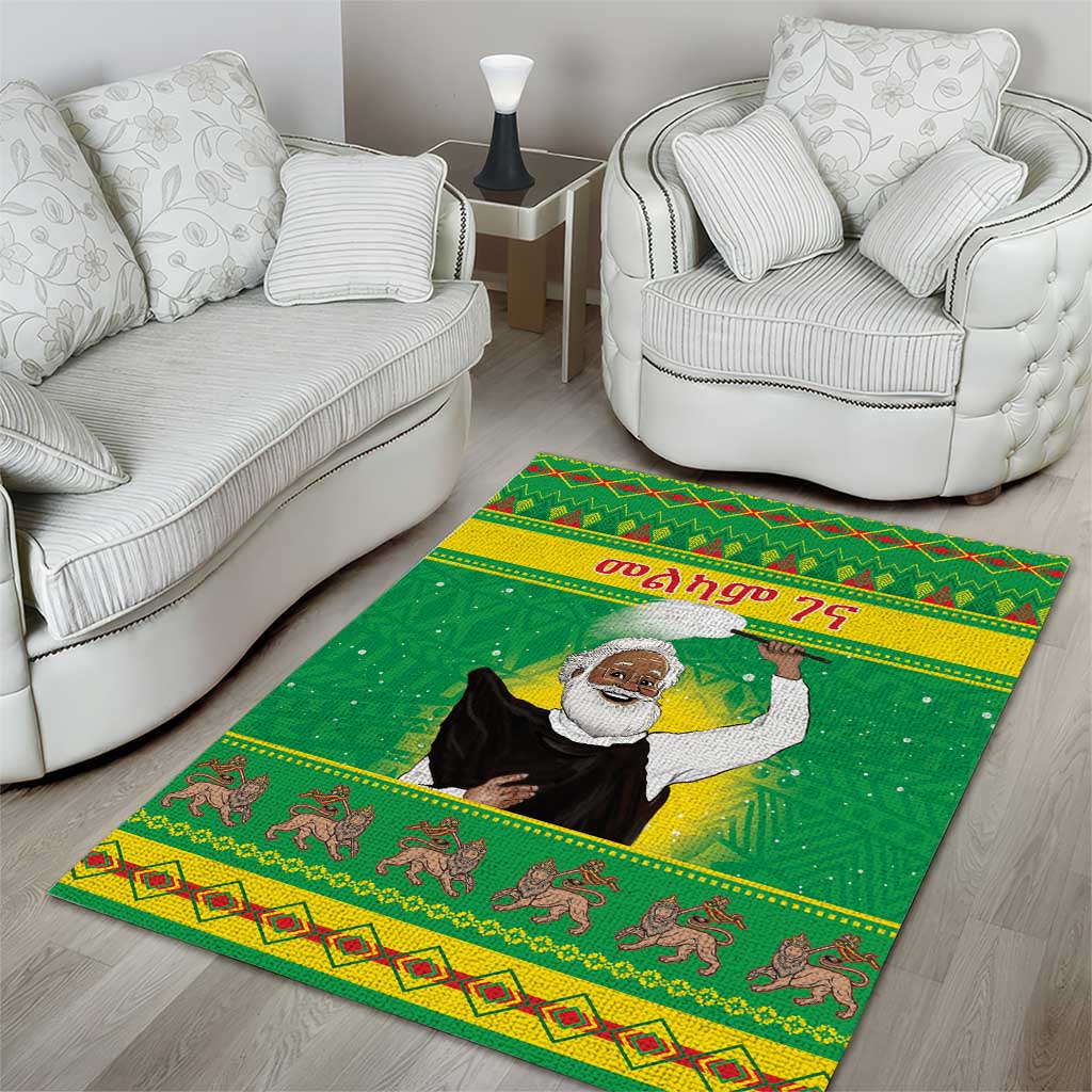 Afro Ethiopia Christmas Area Rug Melkam Gena Yegena Abat LT05
