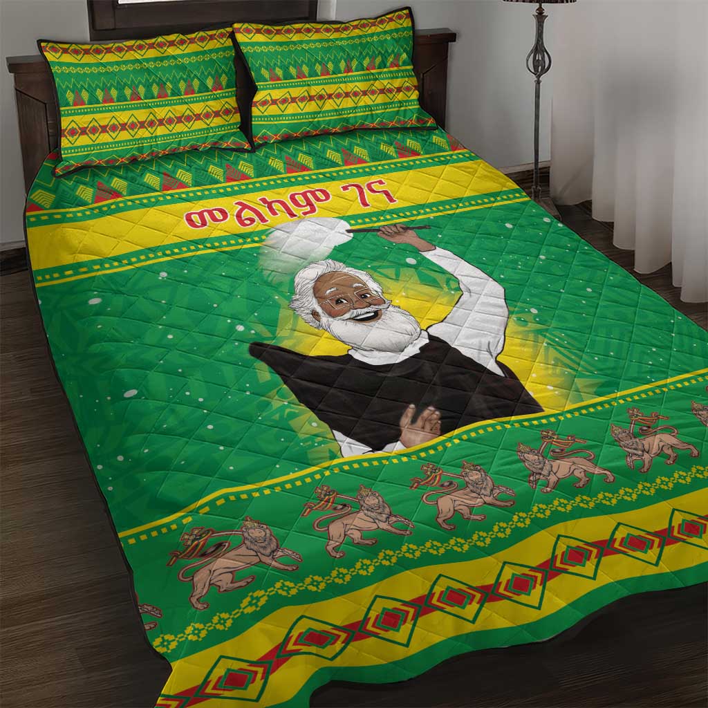 Afro Ethiopia Christmas Quilt Bed Set Melkam Gena Yegena Abat LT05