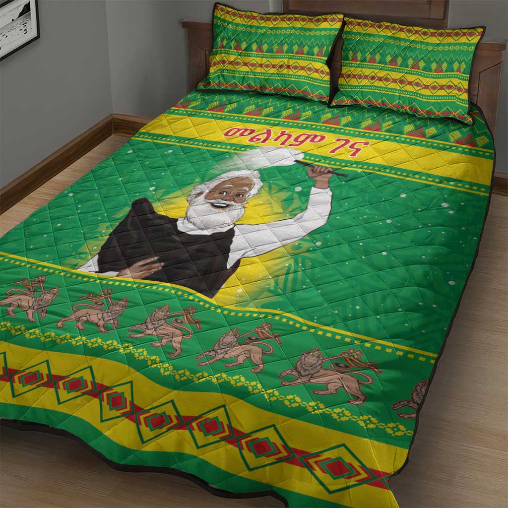 Afro Ethiopia Christmas Quilt Bed Set Melkam Gena Yegena Abat LT05