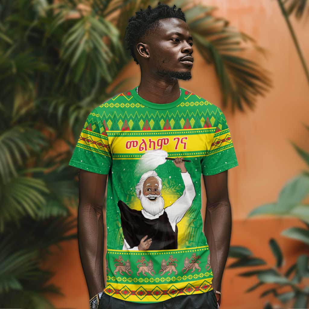 Afro Ethiopia Christmas T shirt Melkam Gena Yegena Abat LT05