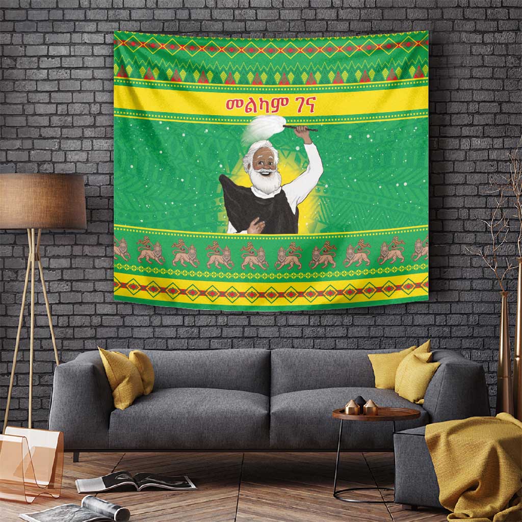 Afro Ethiopia Christmas Tapestry Melkam Gena Yegena Abat LT05