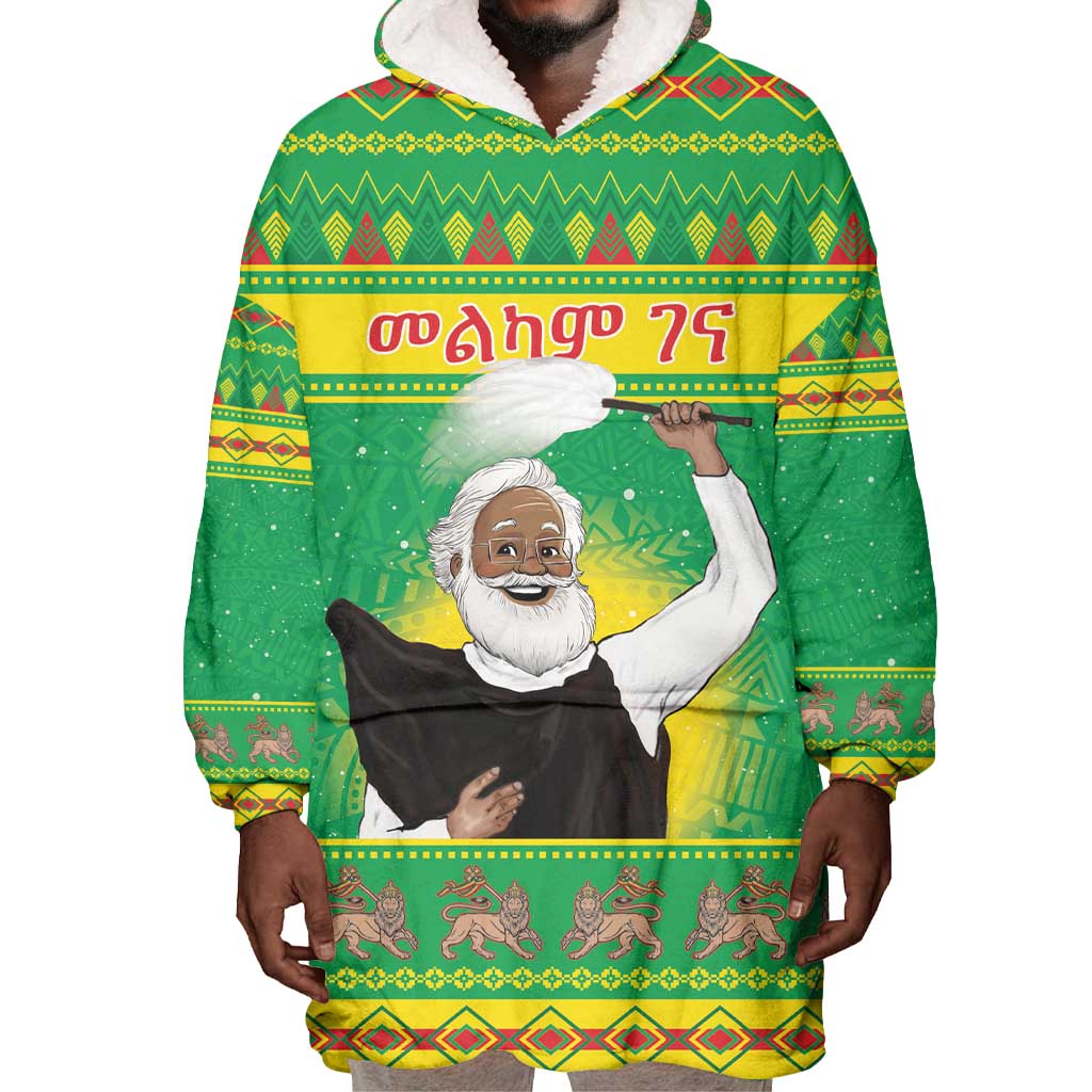 Afro Ethiopia Christmas Wearable Blanket Hoodie Melkam Gena Yegena Abat LT05
