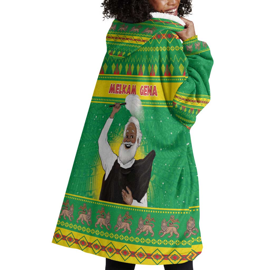 Afro Ethiopia Christmas Wearable Blanket Hoodie Melkam Gena Yegena Abat LT05