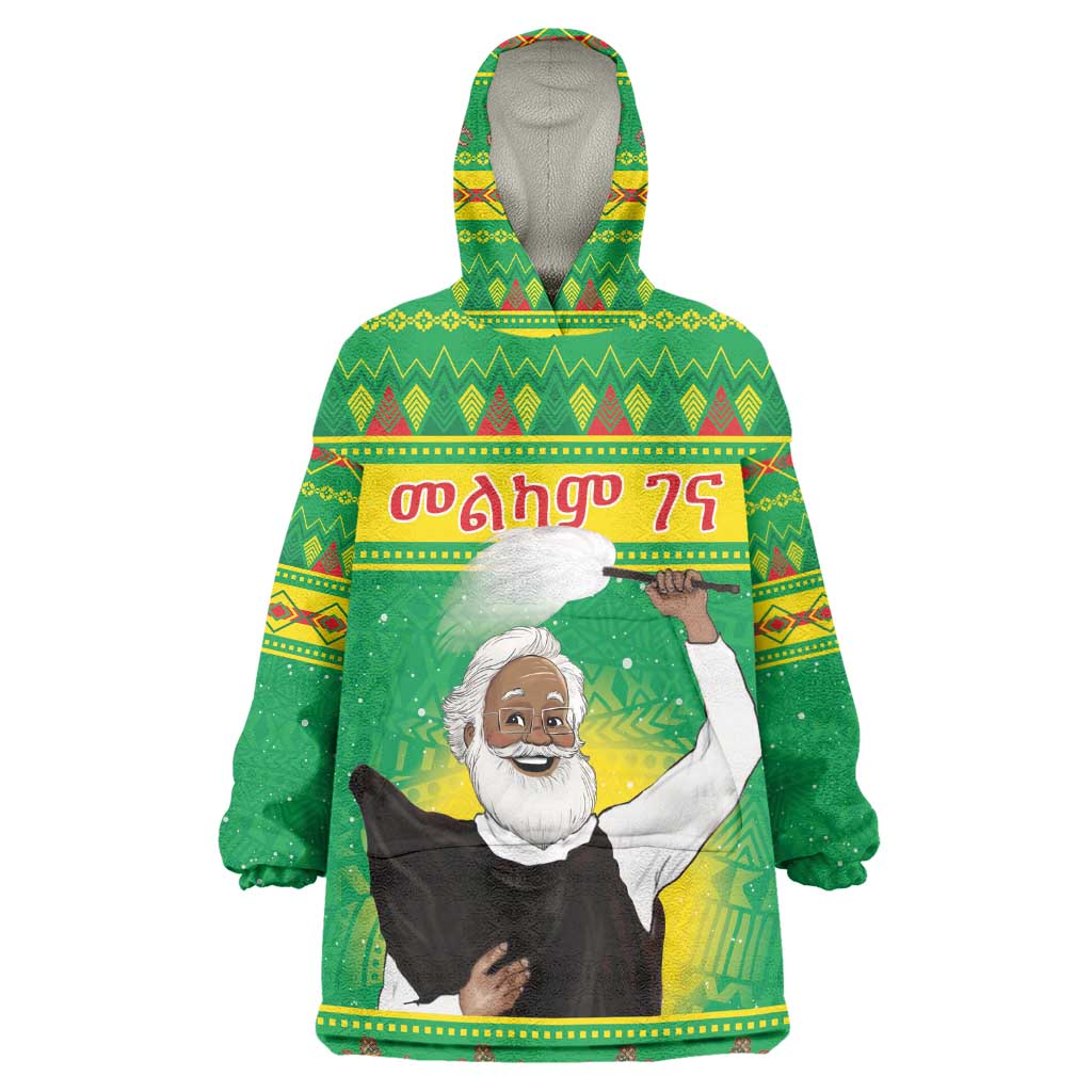Afro Ethiopia Christmas Wearable Blanket Hoodie Melkam Gena Yegena Abat LT05