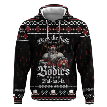 Funny Vikings Christmas Hoodie Falalalala Valhalla LT05