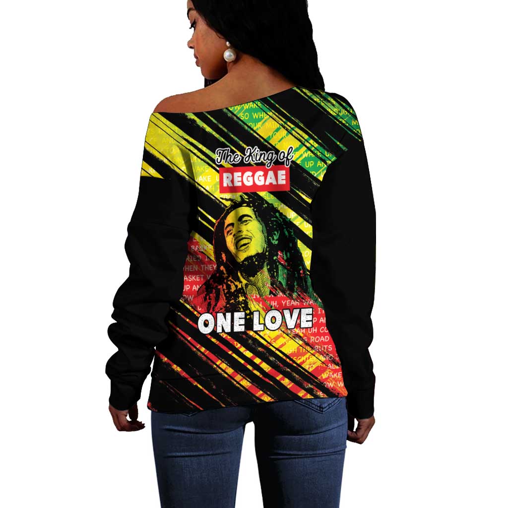 Reggae Legend Off Shoulder Sweater Love The Life You Live Live The Life You Love LT05