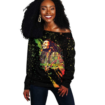 Afro Legend Bob Off Shoulder Sweater One Love Heart Destiny LT05