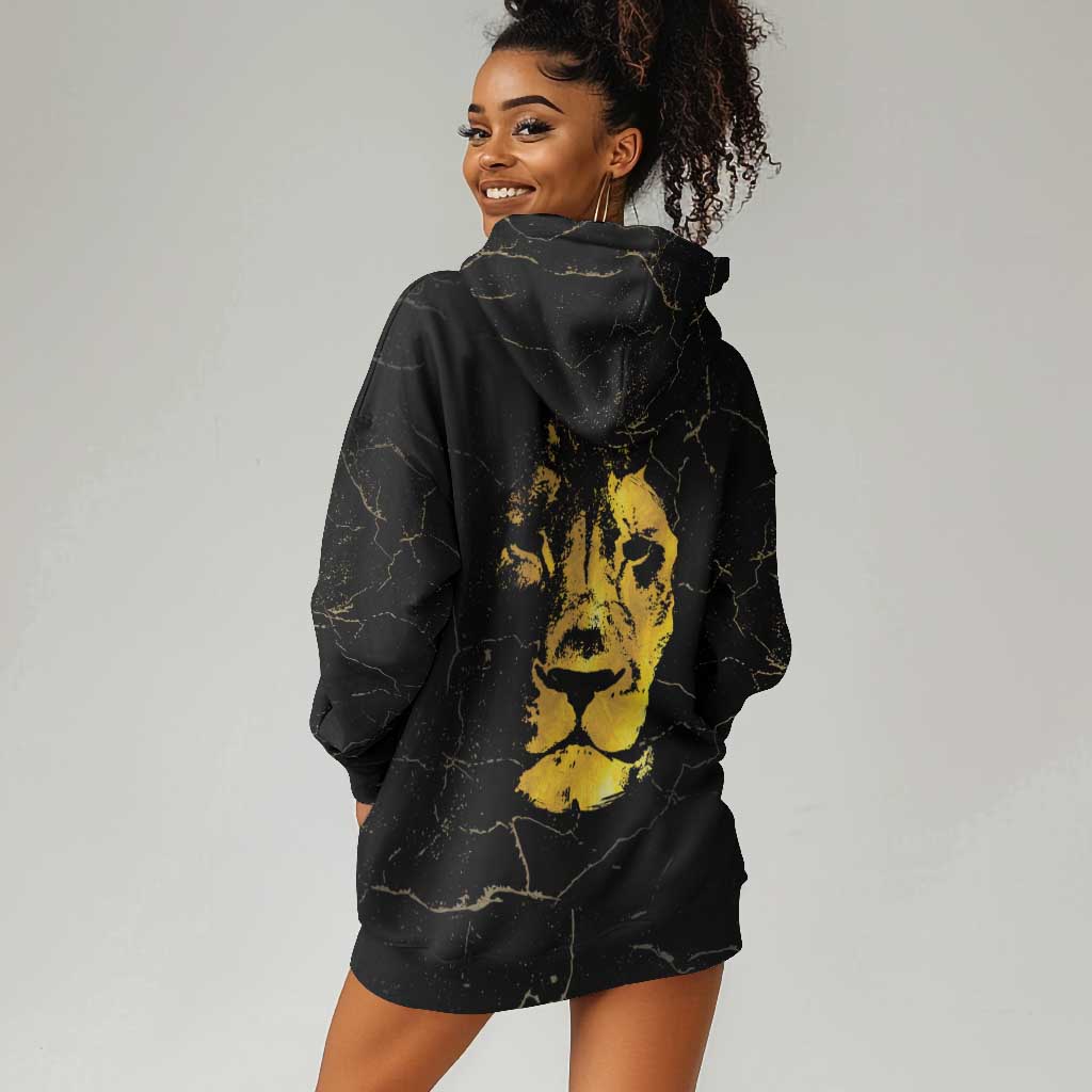 Reggae King Marley Hoodie Dress Gold Lion LT05