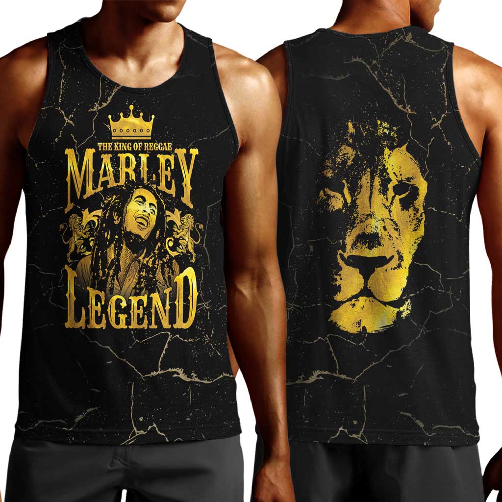 Reggae King Marley Men Tank Top Gold Lion LT05