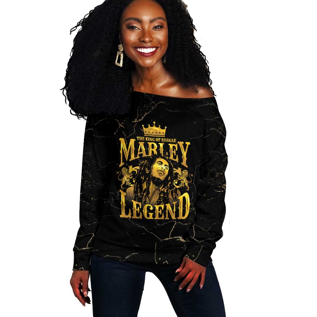 Reggae King Marley Off Shoulder Sweater Gold Lion LT05