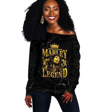 Reggae King Marley Off Shoulder Sweater Gold Lion LT05