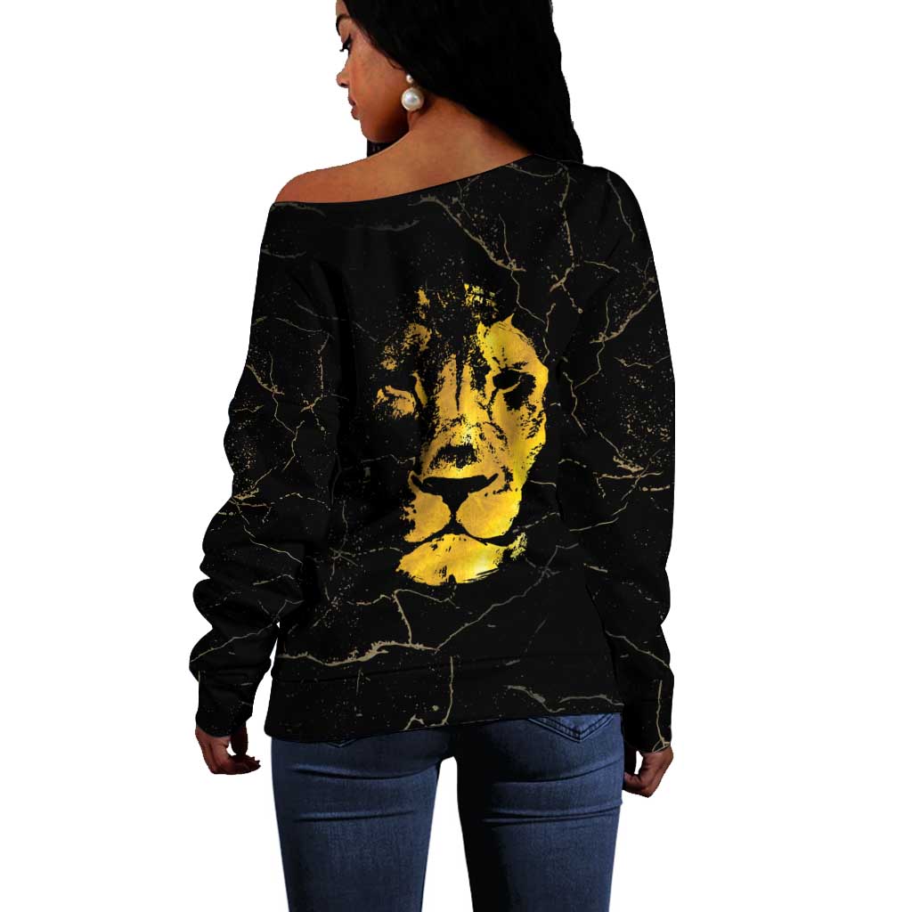 Reggae King Marley Off Shoulder Sweater Gold Lion LT05