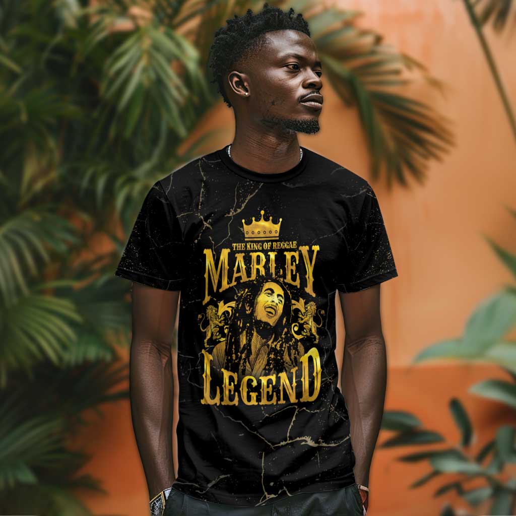 Reggae King Marley T shirt Gold Lion LT05