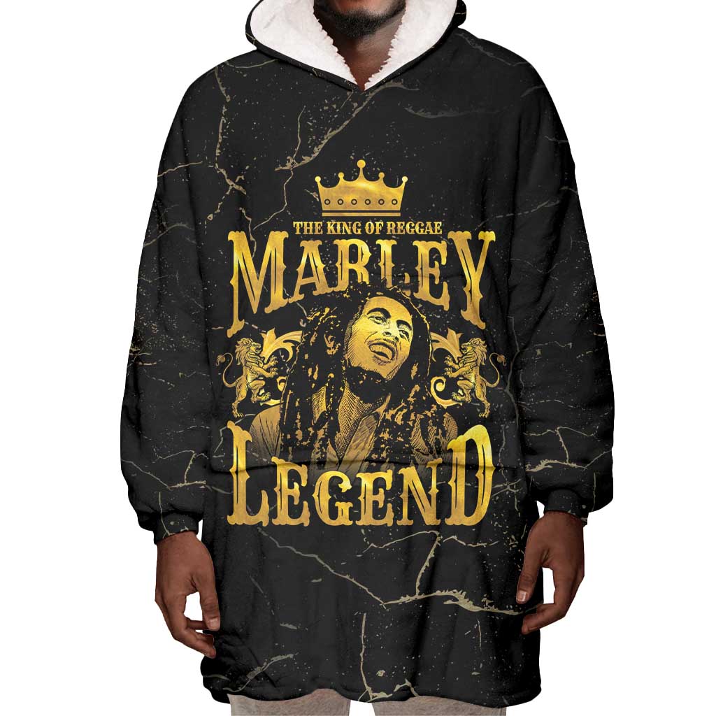 Reggae King Marley Wearable Blanket Hoodie Gold Lion LT05