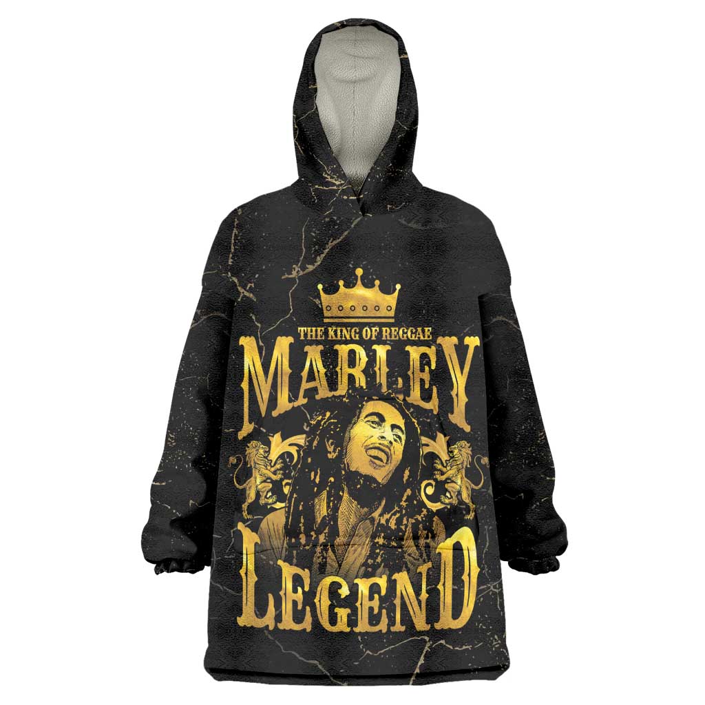 Reggae King Marley Wearable Blanket Hoodie Gold Lion LT05