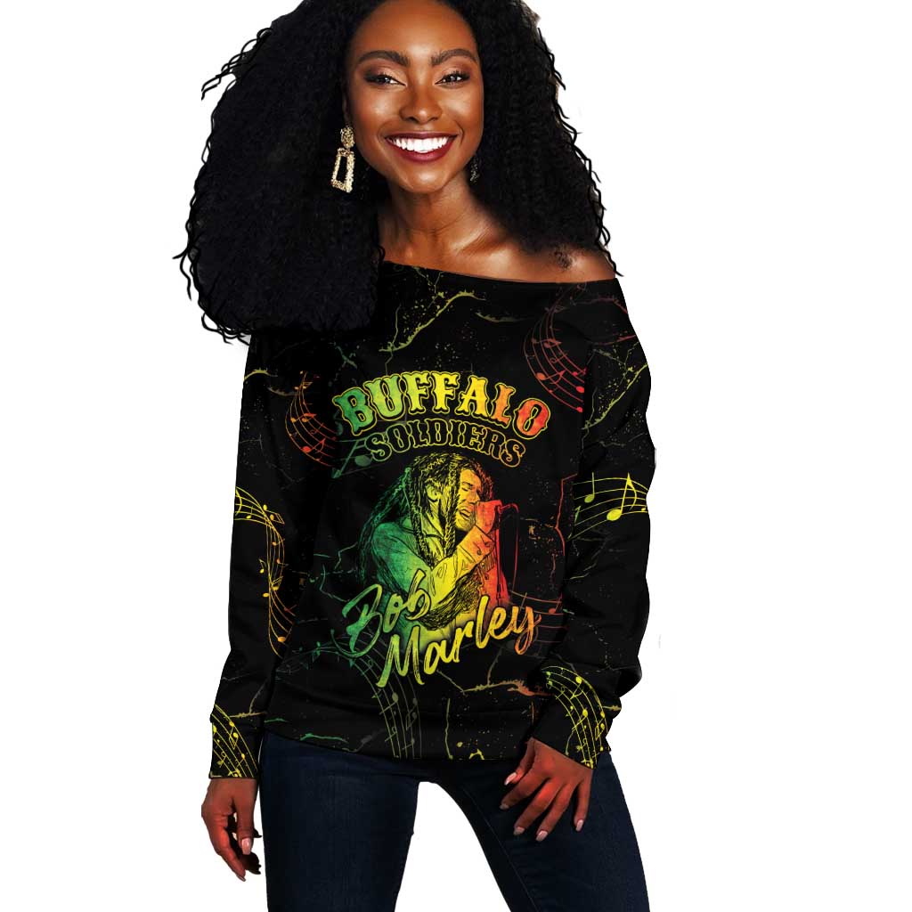 Reggae King Buffalo Soldier Off Shoulder Sweater Honoring The Legend LT05