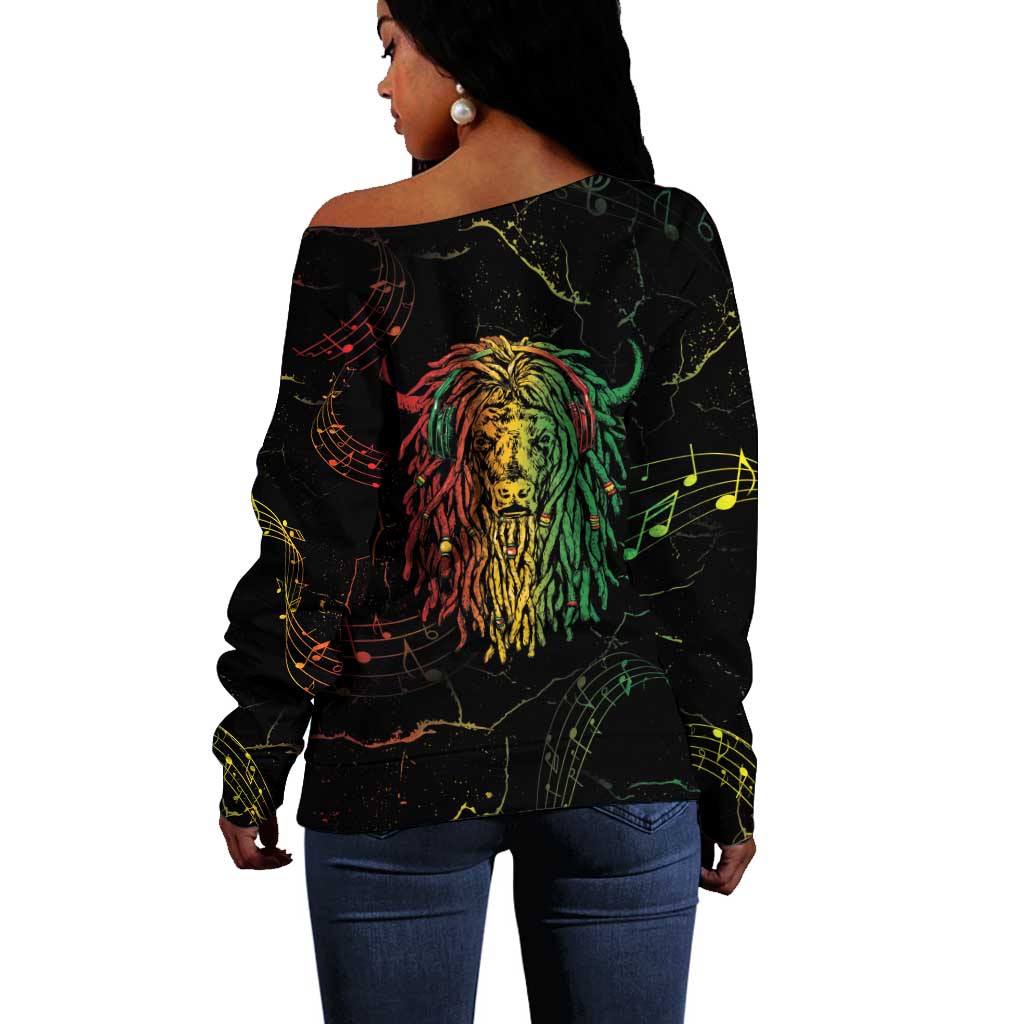Reggae King Buffalo Soldier Off Shoulder Sweater Honoring The Legend LT05