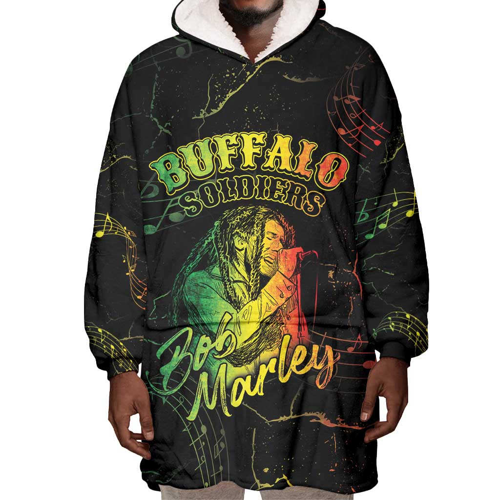 Reggae King Buffalo Soldier Wearable Blanket Hoodie Honoring The Legend LT05