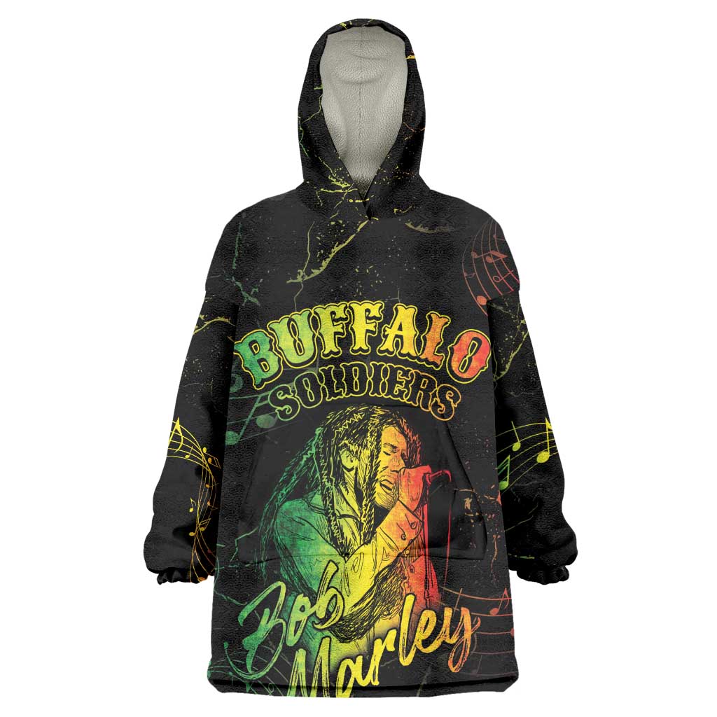 Reggae King Buffalo Soldier Wearable Blanket Hoodie Honoring The Legend LT05