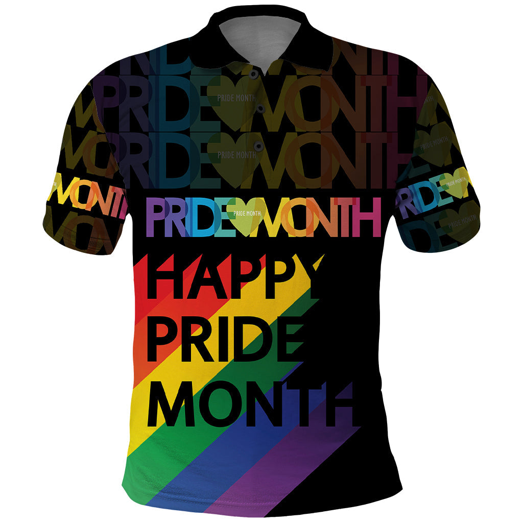 Happy Pride Month Polo Shirt Black Vibe LT6