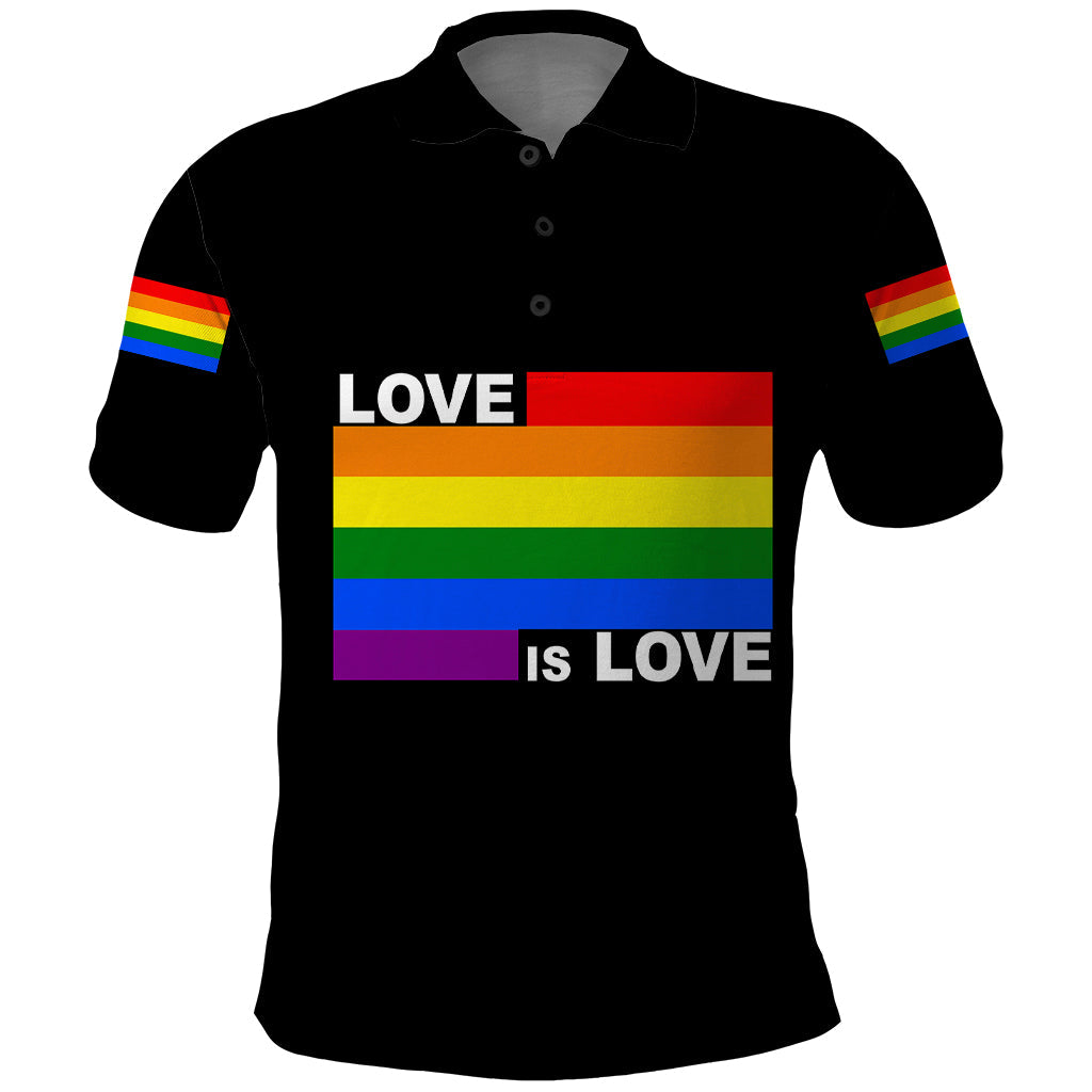 Pride Month Love Is Love Polo Shirt Black Vibe LT6