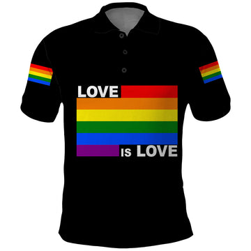 Pride Month Love Is Love Polo Shirt Black Vibe LT6