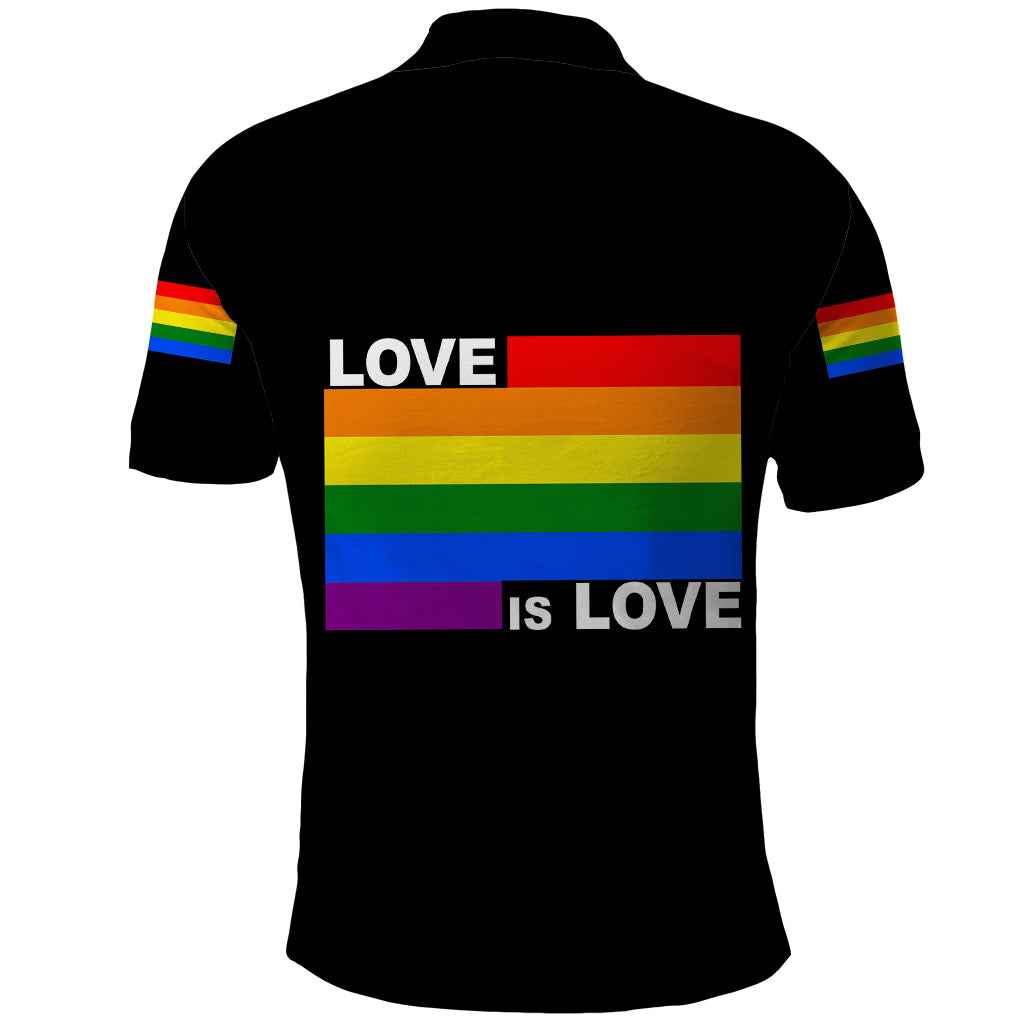 Pride Month Love Is Love Polo Shirt Black Vibe LT6