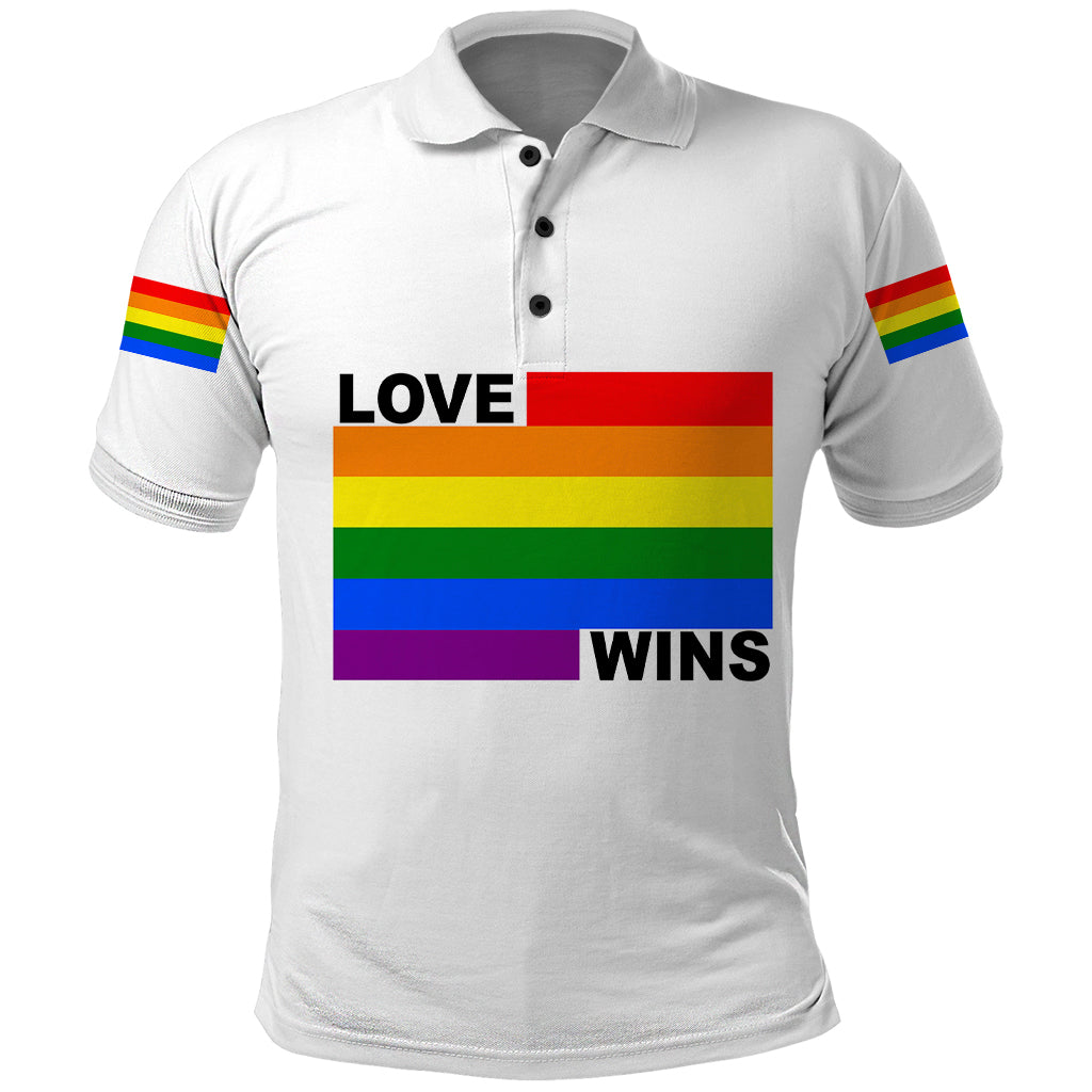 Pride Month Love Wins Polo Shirt White Vibe LT6