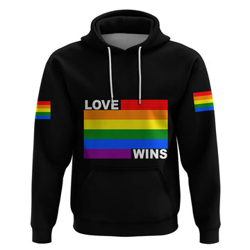 Pride Month Love Wins Hoodie Black Vibe LT6