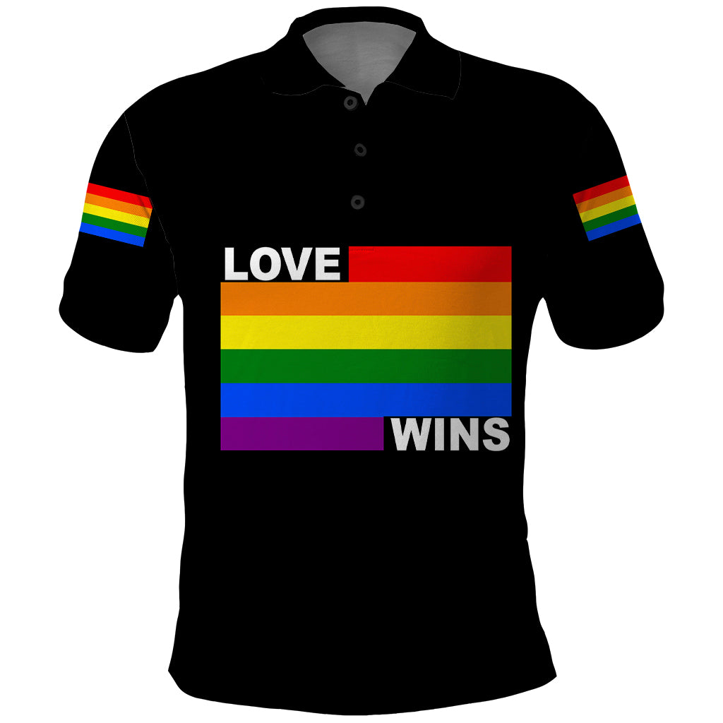 Pride Month Love Wins Polo Shirt Black Vibe LT6