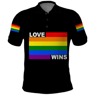 Pride Month Love Wins Polo Shirt Black Vibe LT6