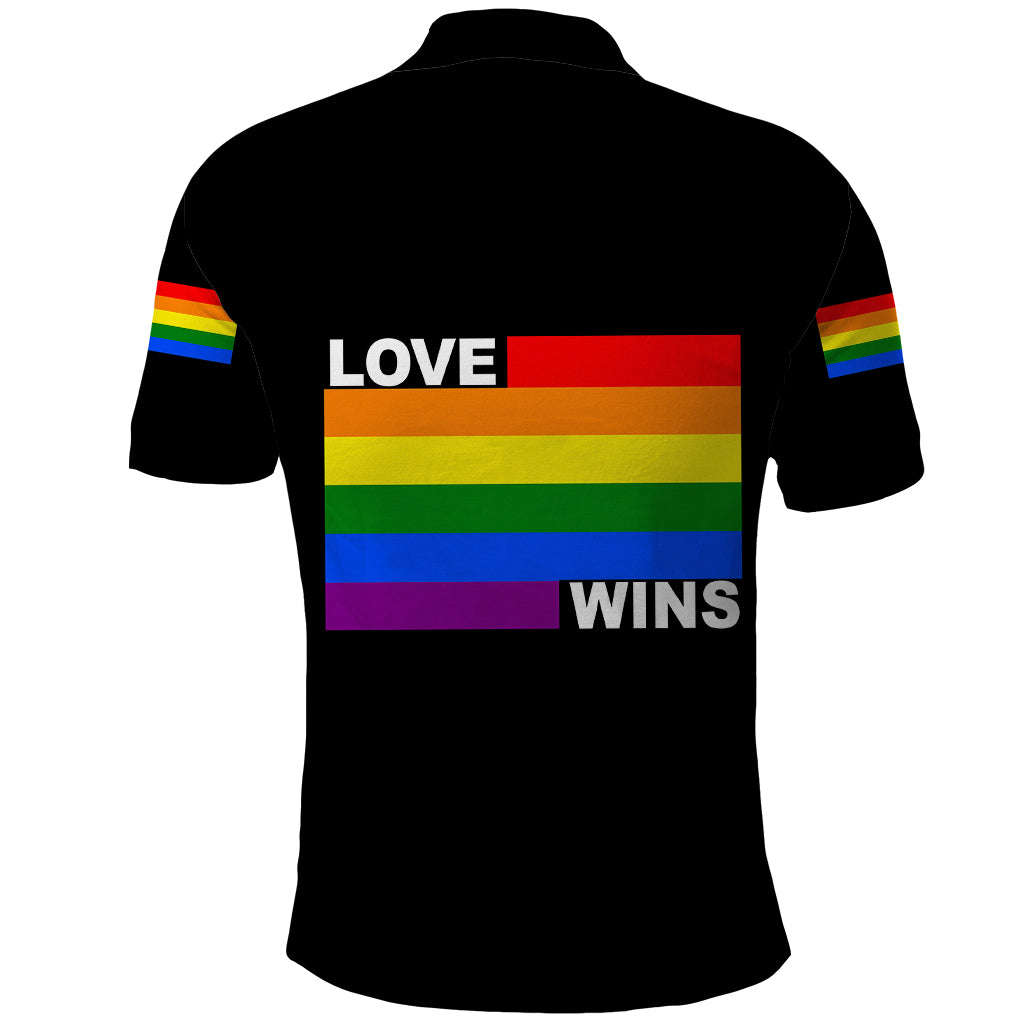 Pride Month Love Wins Polo Shirt Black Vibe LT6