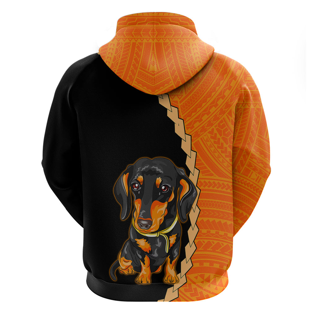Custom Dachshund Dog Hoodie With Polynesian Tribal Tattoo LT6