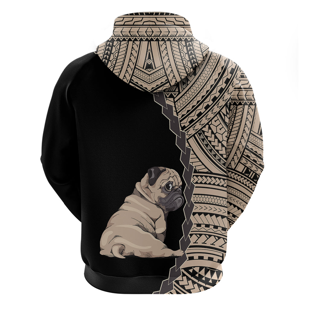 Custom Pug Dog Hoodie With Polynesian Tribal Tattoo LT6