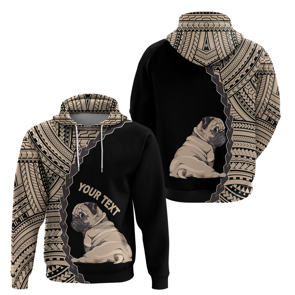 Custom Pug Dog Hoodie With Polynesian Tribal Tattoo LT6