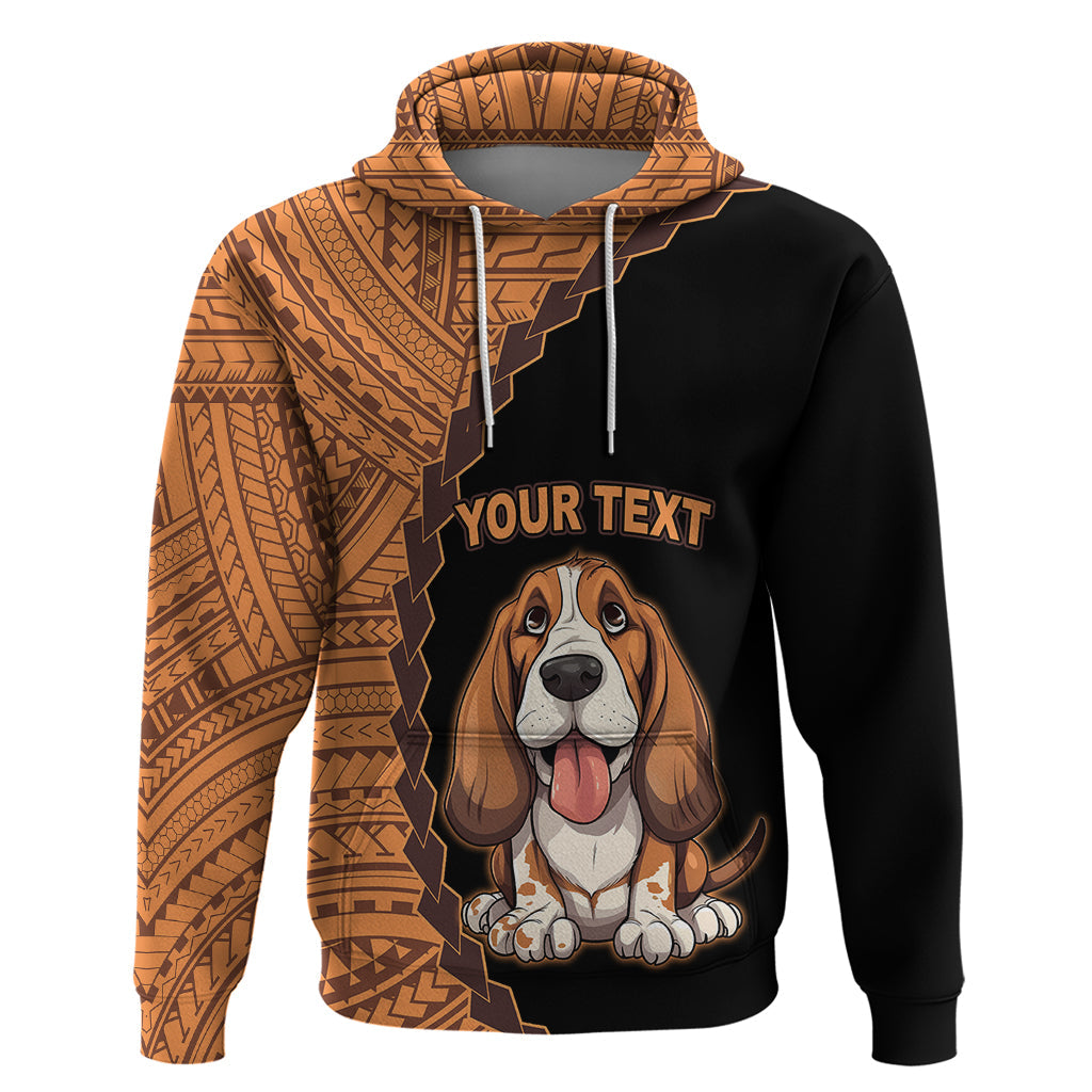Custom Basset Hound Dog Hoodie With Polynesian Tribal Tattoo LT6