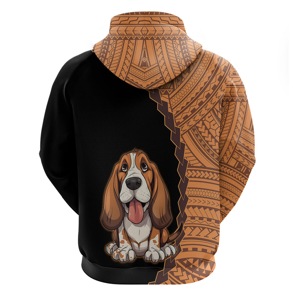 Custom Basset Hound Dog Hoodie With Polynesian Tribal Tattoo LT6