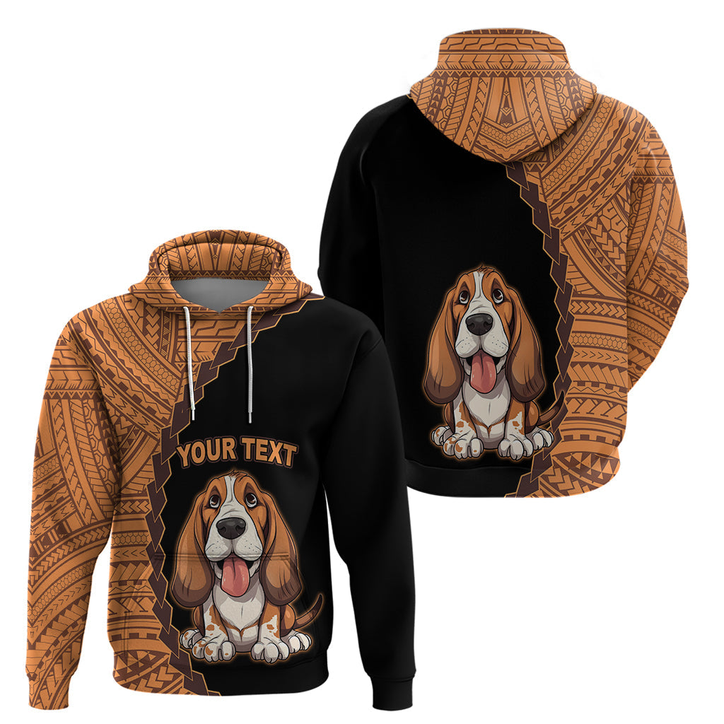 Custom Basset Hound Dog Hoodie With Polynesian Tribal Tattoo LT6