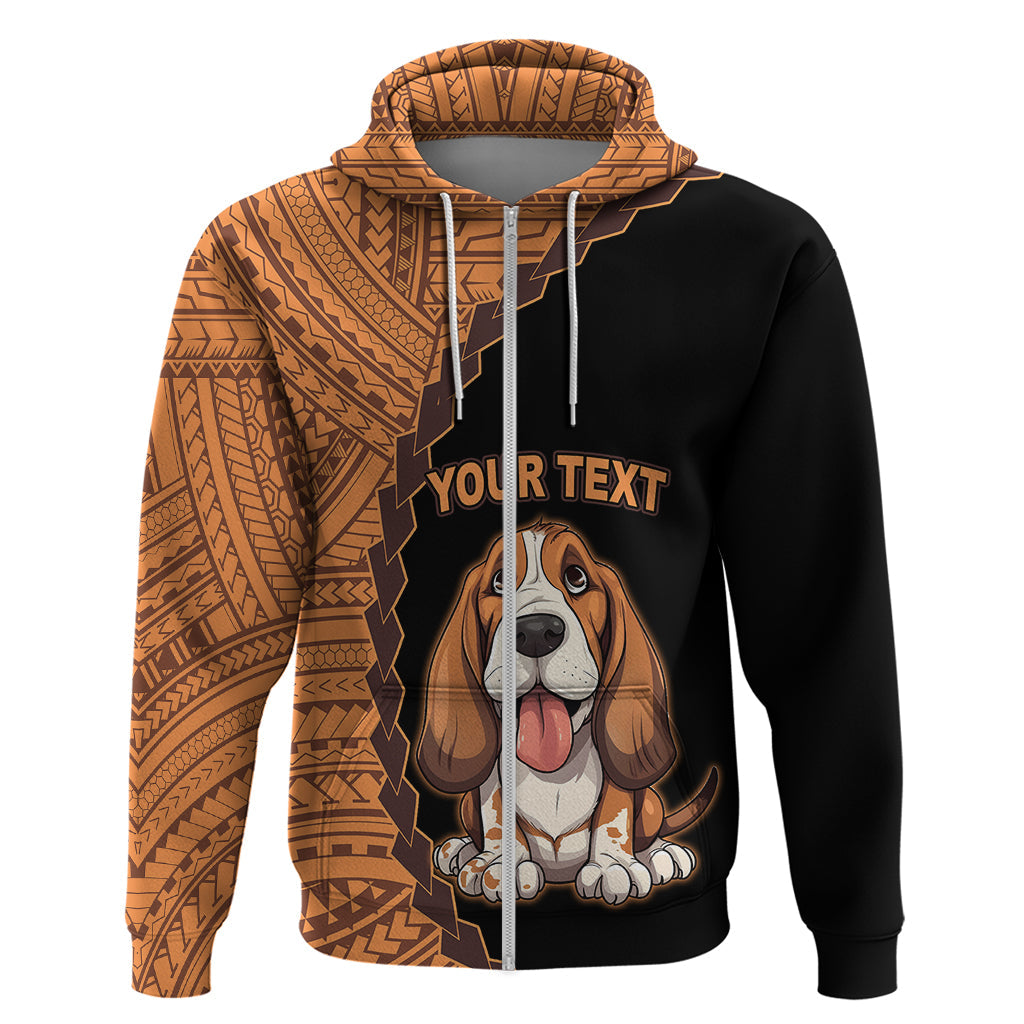 Custom Basset Hound Dog Hoodie With Polynesian Tribal Tattoo LT6
