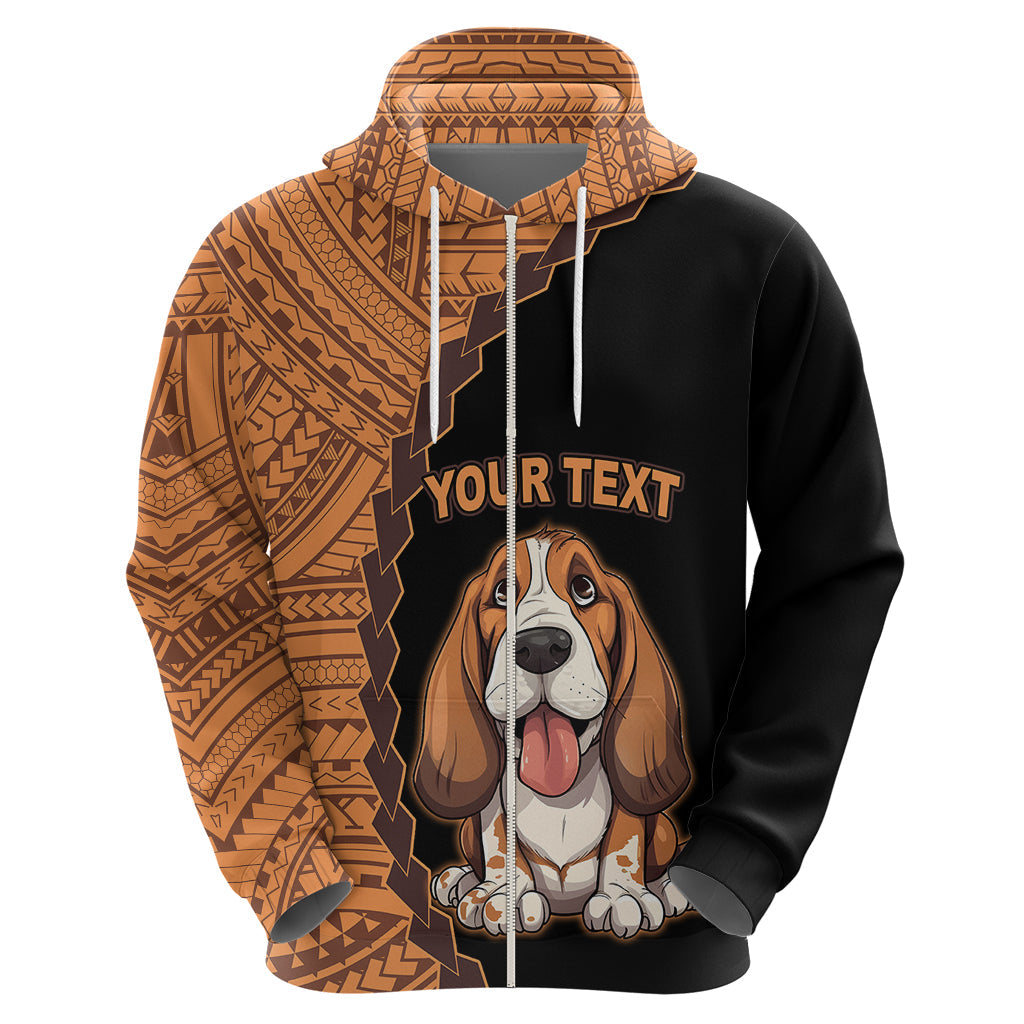 Custom Basset Hound Dog Hoodie With Polynesian Tribal Tattoo LT6