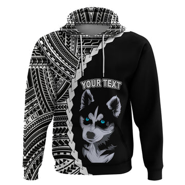 Custom Husky Dog Hoodie With Polynesian Tribal Tattoo LT6