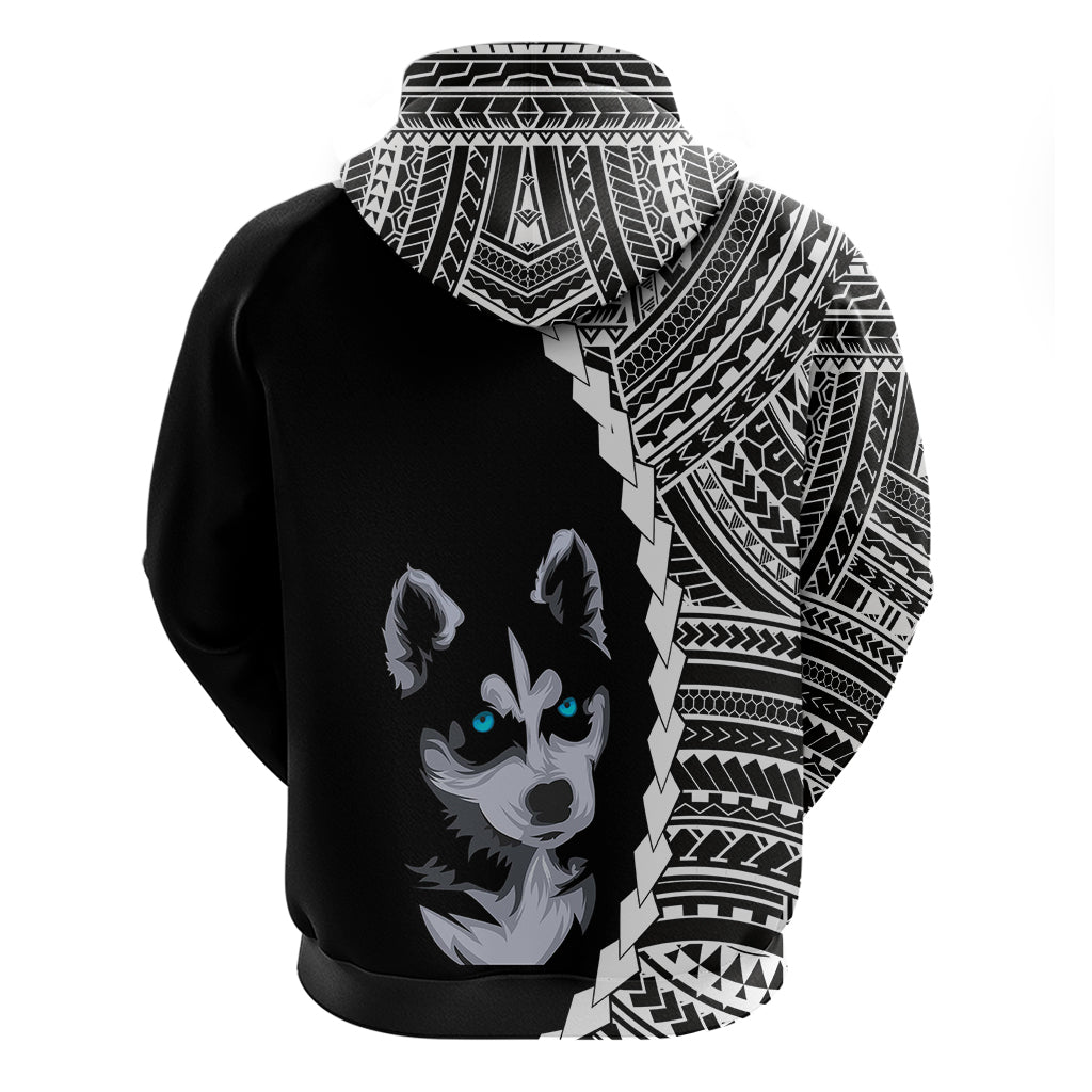 Custom Husky Dog Hoodie With Polynesian Tribal Tattoo LT6