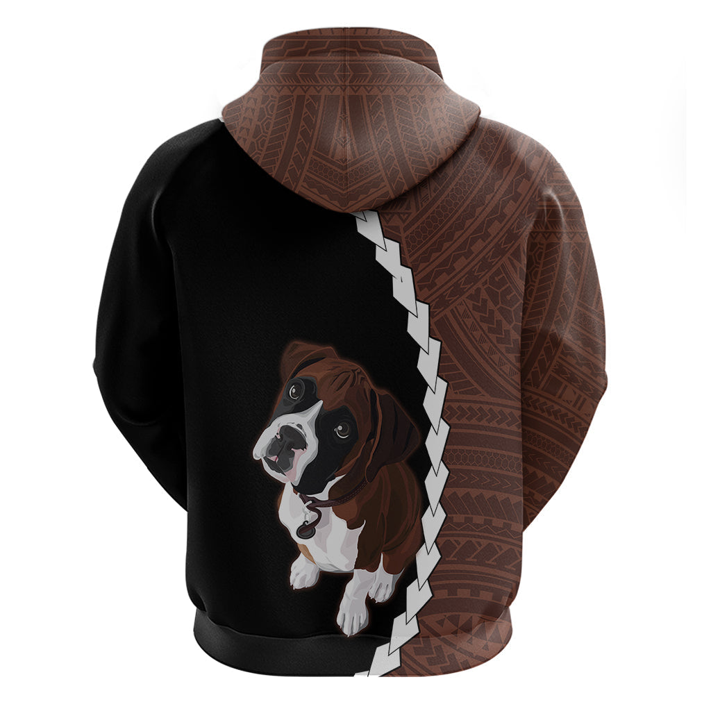 Custom Boxer Dog Hoodie With Polynesian Tribal Tattoo LT6