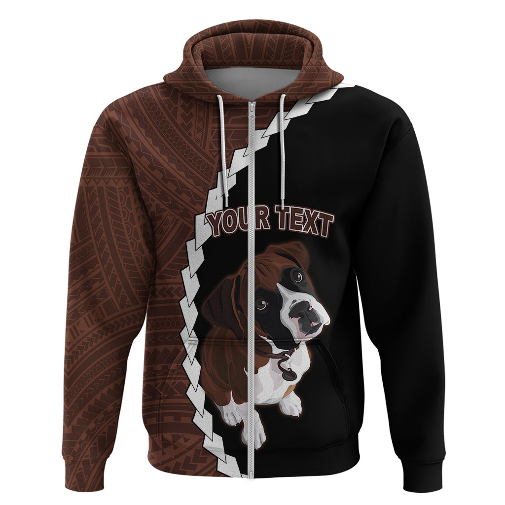 Custom Boxer Dog Hoodie With Polynesian Tribal Tattoo LT6