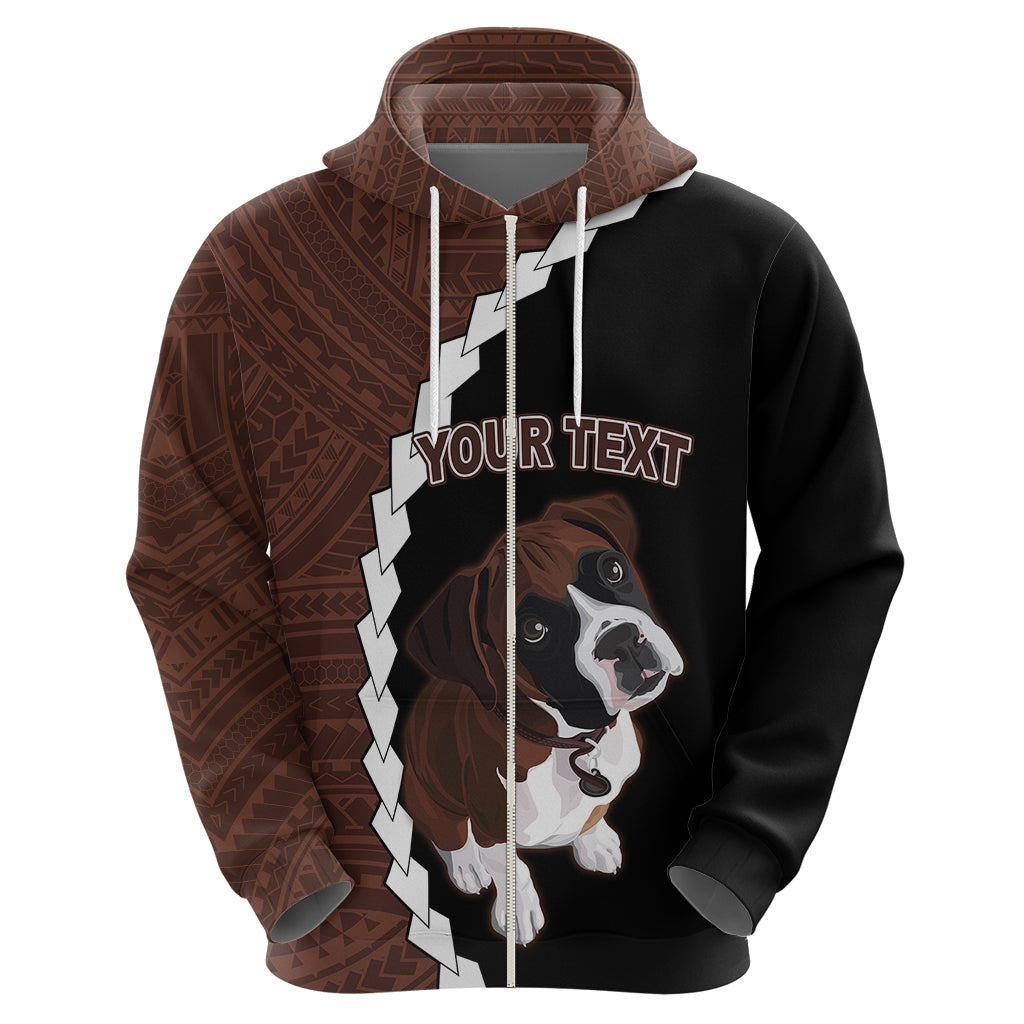 Custom Boxer Dog Hoodie With Polynesian Tribal Tattoo LT6