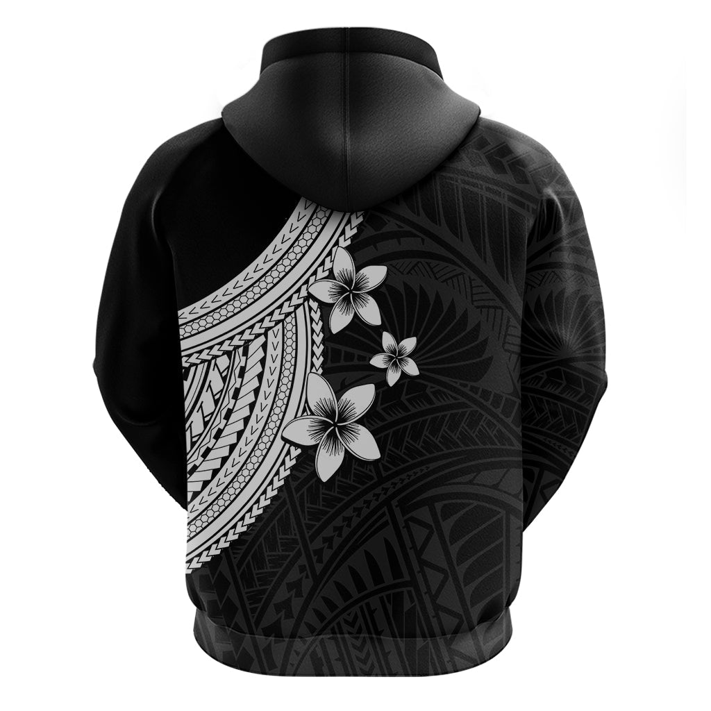 Polynesian Hoodie With Plumeria Flower White LT6