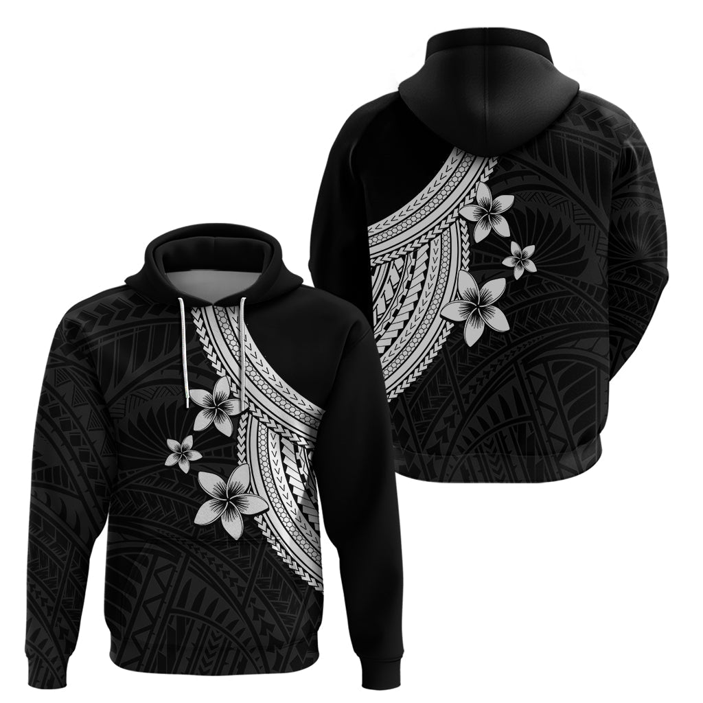 Polynesian Hoodie With Plumeria Flower White LT6