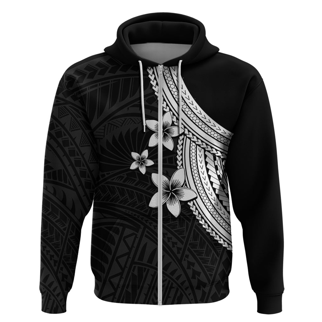 Polynesian Hoodie With Plumeria Flower White LT6