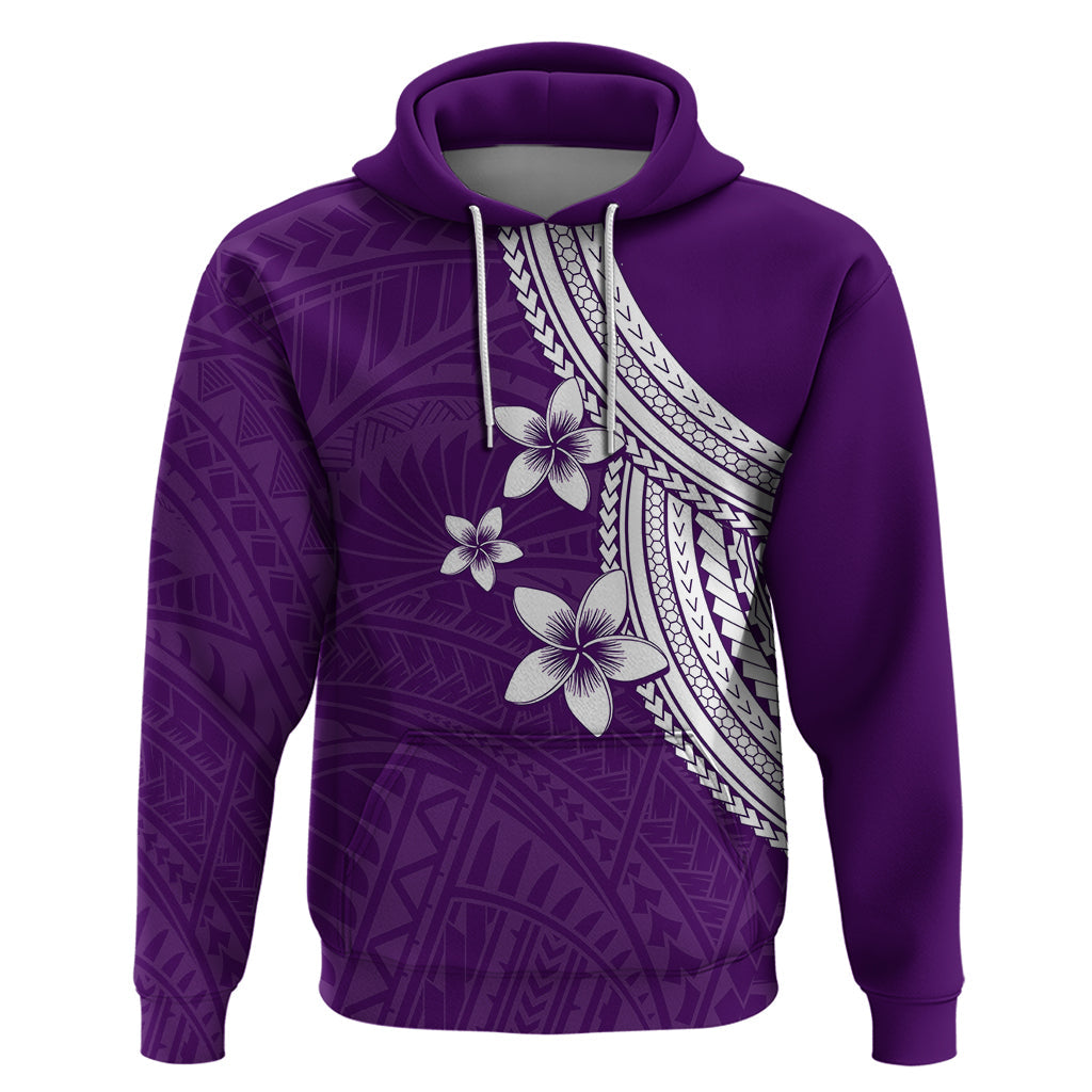 Polynesian Hoodie With Plumeria Flower Purple LT6