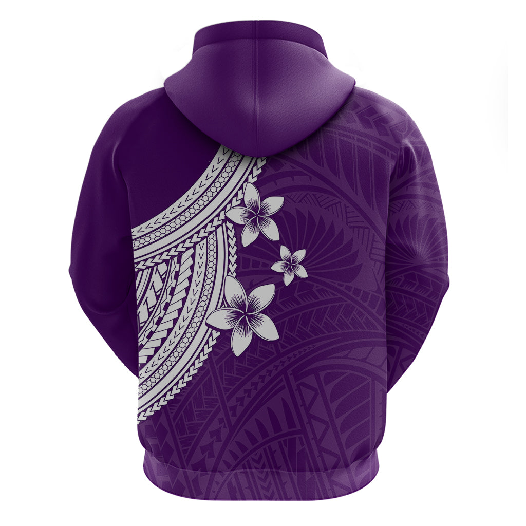 Polynesian Hoodie With Plumeria Flower Purple LT6